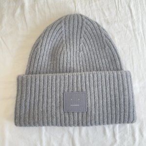 ACNE STUDIOS Gray Large Logo Beanie